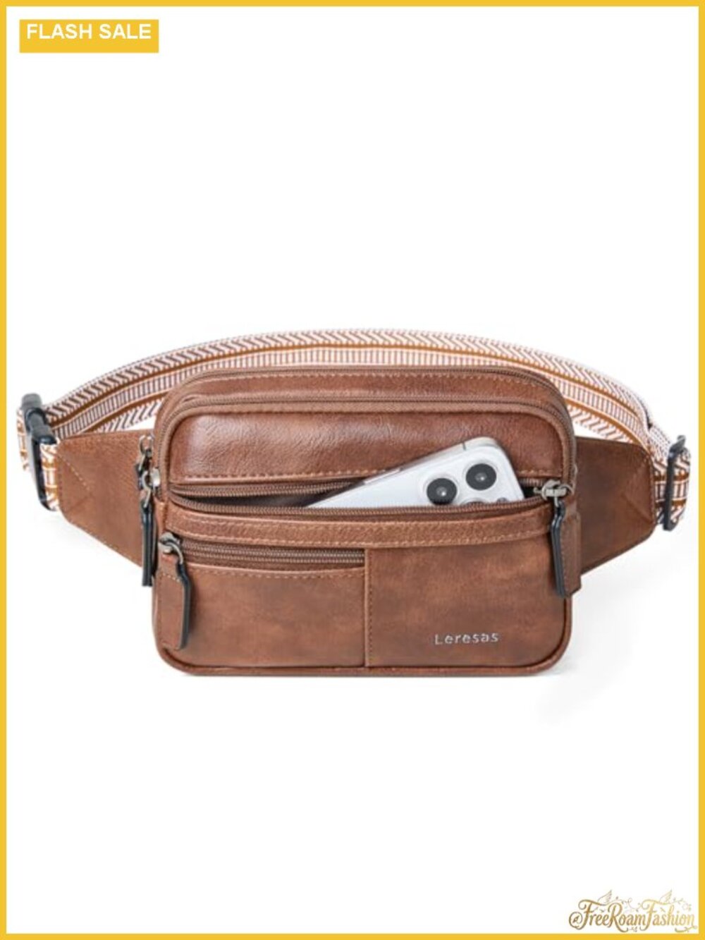 Vegan Leather Fanny Pack Waist Bag Crossbody Belt Bag Travel Hiking Running